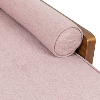 Miles Fabric Chaise Lounge, Light Blush and Dark Walnut