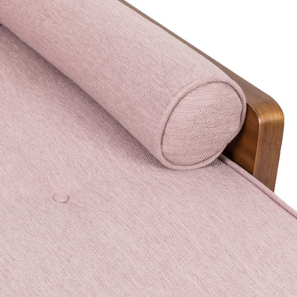 Miles Fabric Chaise Lounge, Light Blush and Dark Walnut