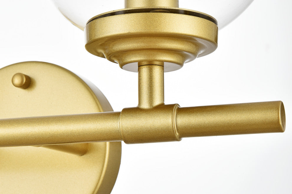 2 Light Brass And Clear Bath Sconce