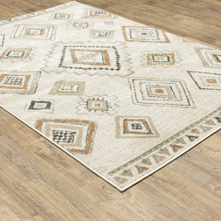 Garson Southwest Tribal Area Rug, Ivory, 5'3"x7'3"