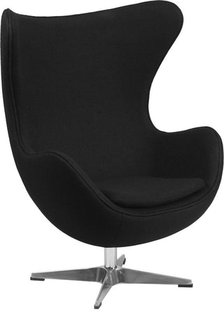 Black Wool Fabric Egg Chair With Tilt-Lock Mechanism