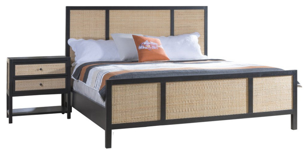 Morada Black Woven Night Stand