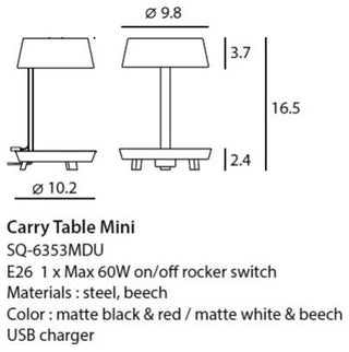 Mini Carry Table Lamp, White
