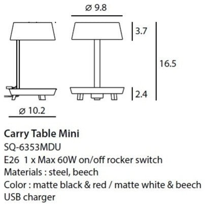 Mini Carry Table Lamp, White