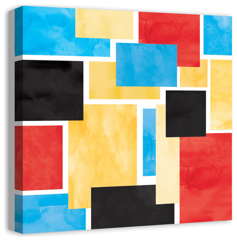 Colorful Primary Abstract 16"x16" Canvas Wall Art