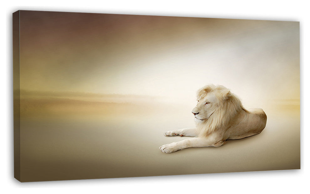 Relaxing King of Animals, Animal Canvas Wall Art, 32"x16"