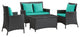 Modern Contemporary Outdoor Patio Rattan and Wicker 4 Pieces Sofa Set Turquoise