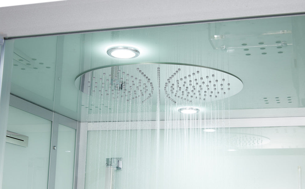 Platinum Arezzo Walk-in Steam Shower Sauna Spa w/ jets Smart TV Bluetooth, White, Left Position