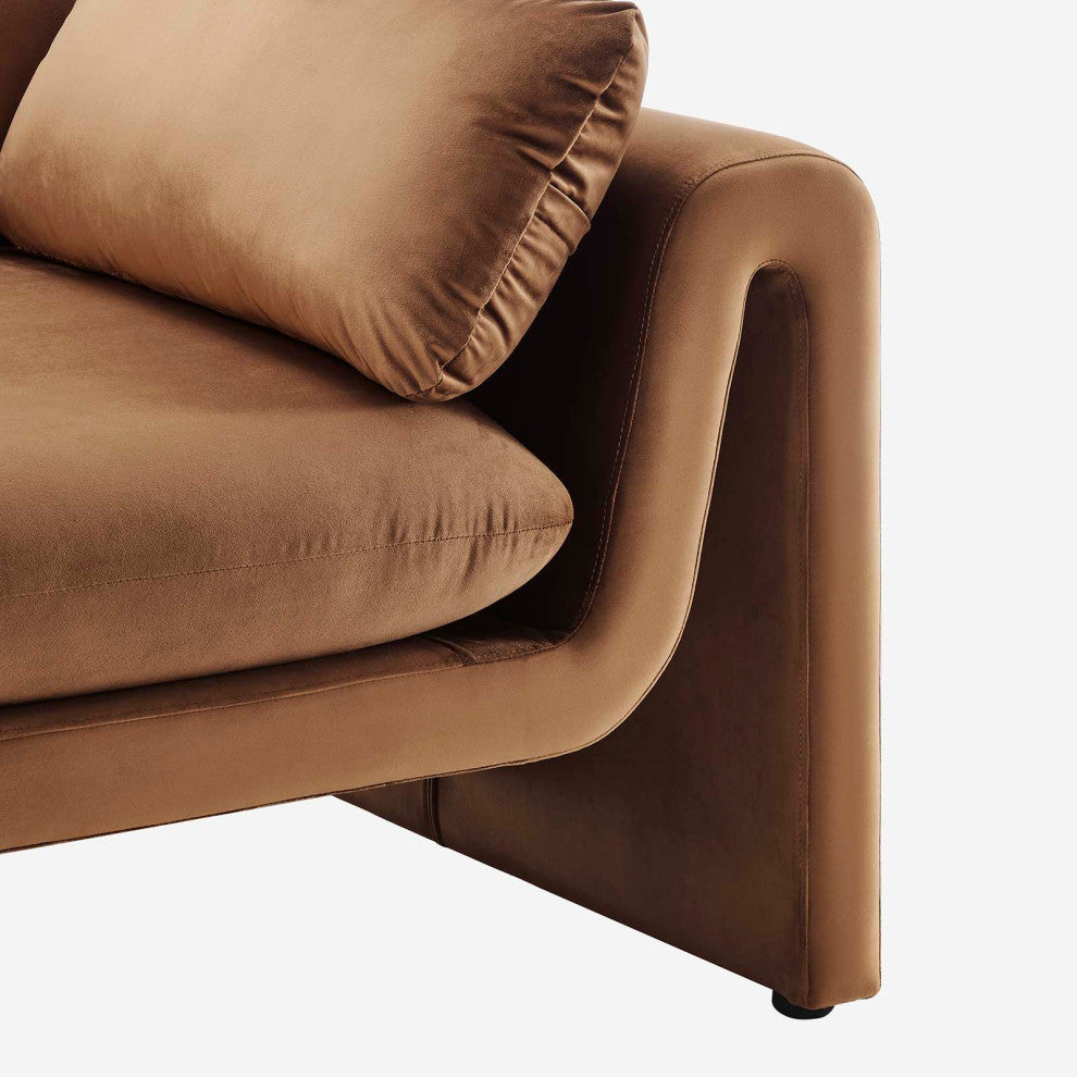 Waverly Performance Velvet Sofa, Brown