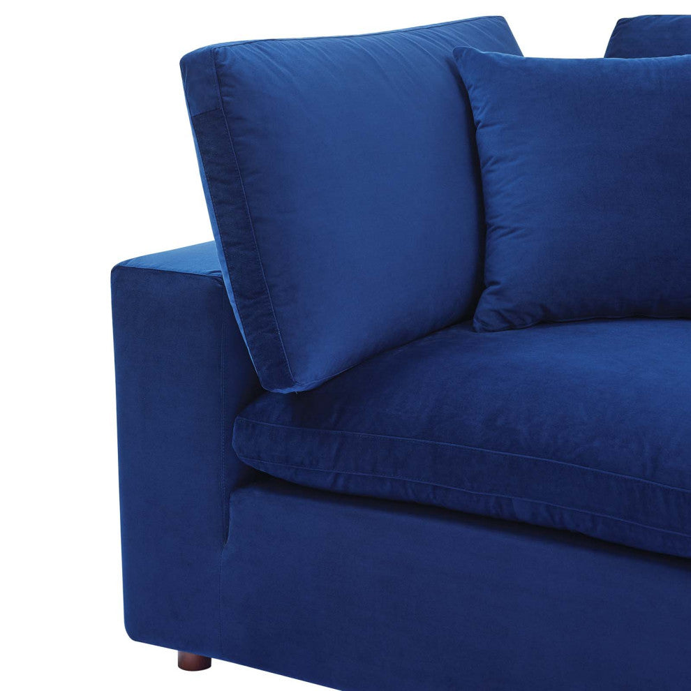 Commix Down Filled Overstuffed Performance Velvet Corner Chair Navy