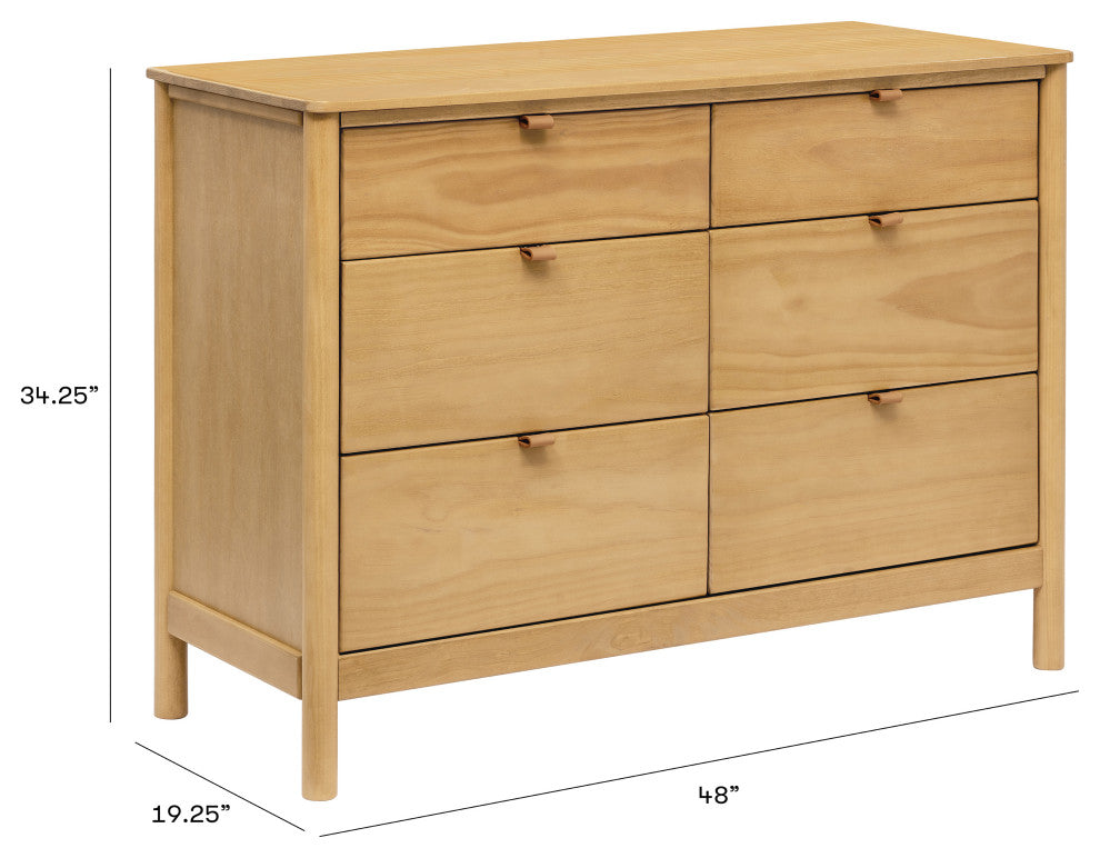 Bondi 6-Drawer Assembled Dresser, Honey