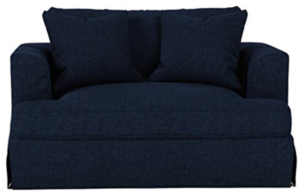 Slipcover Only For 52" Wide Chair & Half With Ottoman, 2 Pillow Covers,Navy Blue
