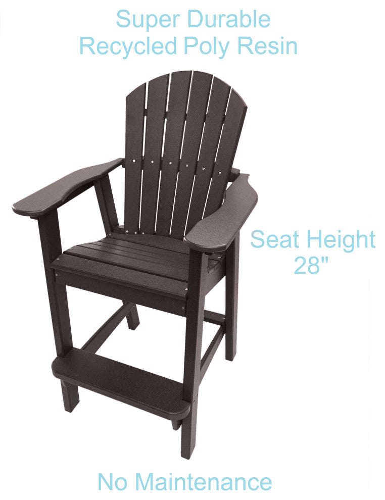 Phat Tommy Tall Adirondack Chair, All Weather Balcony Chair, Poly Furniture, Espresso