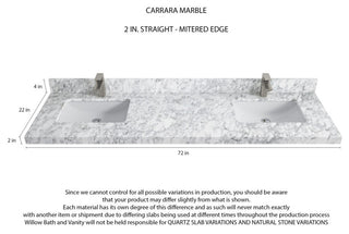 Aberdeen 72 Double Sink Bath Vanity in Coventry Gray 2" Carrara Marble