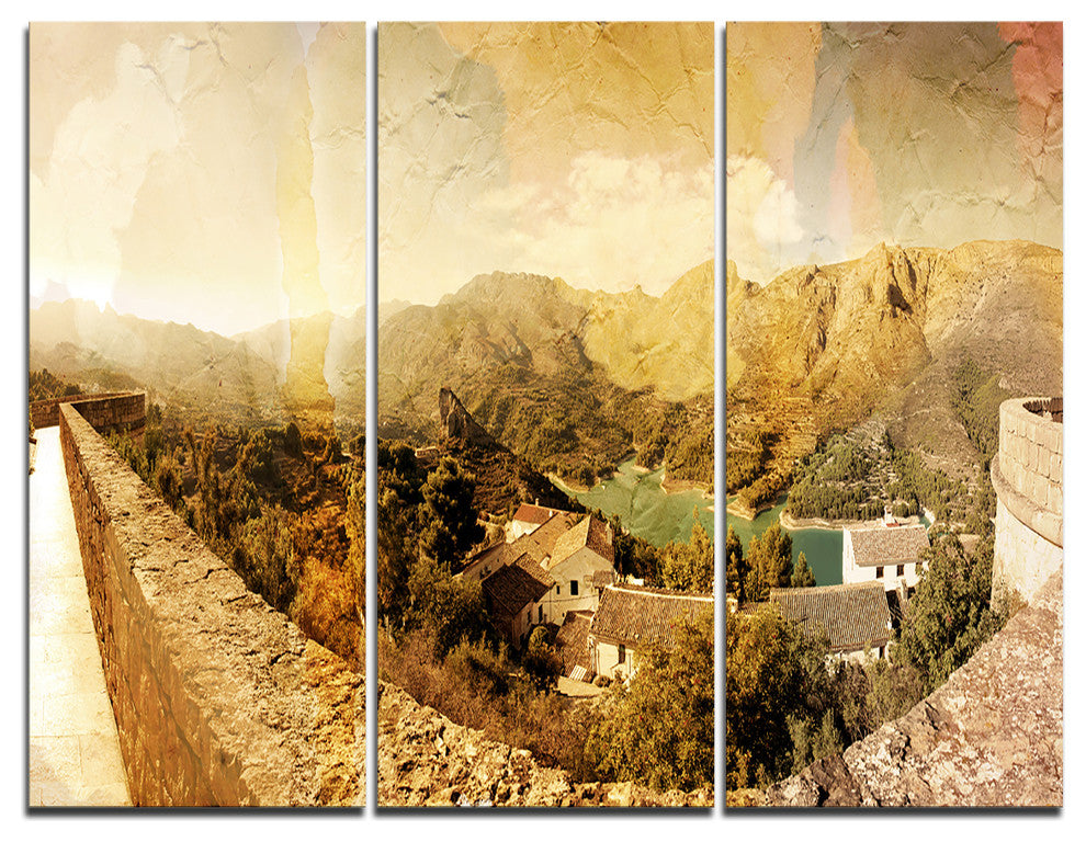 "Mountain and Lofty Lake" Photo Canvas Art Print, 3 Panels, 36"x28"