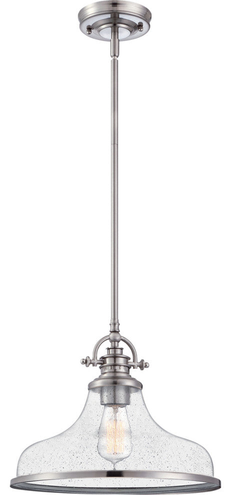 Quoizel GRTS2814BN One Light Pendant, Brushed Nickel Finish