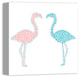 Pink and Blue Flamingos 16x16 Canvas Wall Art