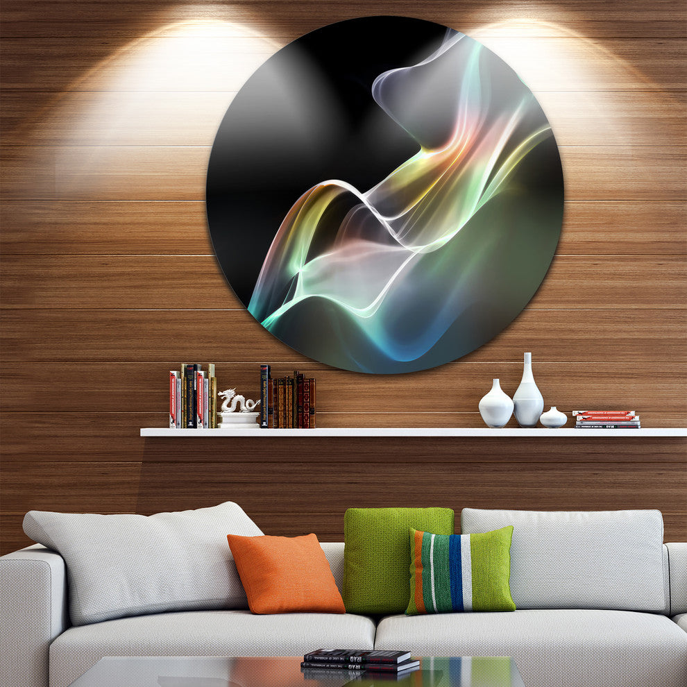 Abstract Smoke Reflection, Abstract Digital Round Metal Wall Art, 23"