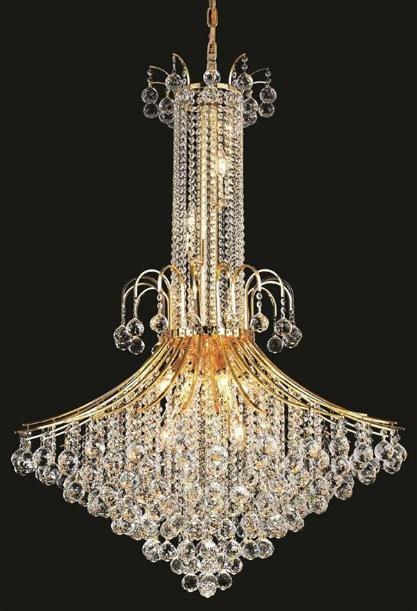 Elegant Toureg Foyer Hall Light, Gold Finish With Royal Cut Crystal