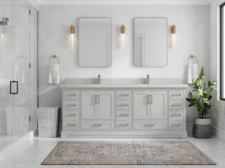 Fenway 84 Double Sink Bath Vanity in Coventry Gray 2" White Quartz