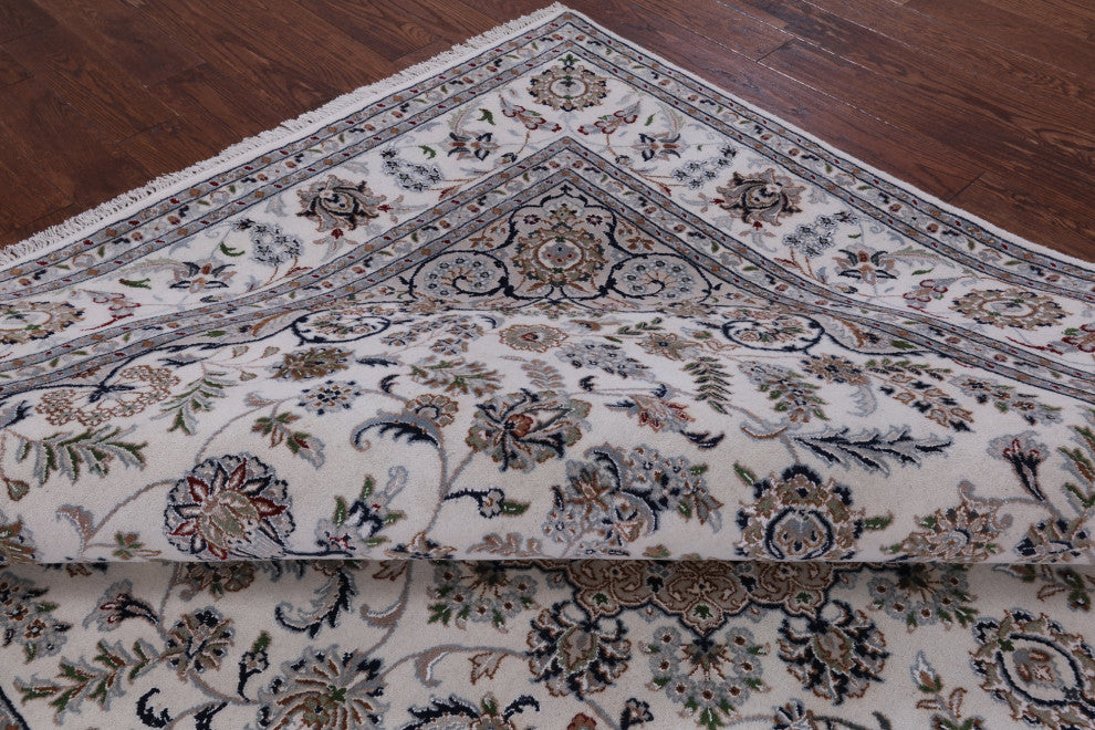 8' 1" X 10' 1" Wool and Silk Hand Knotted Persian Nain Rug Q8520