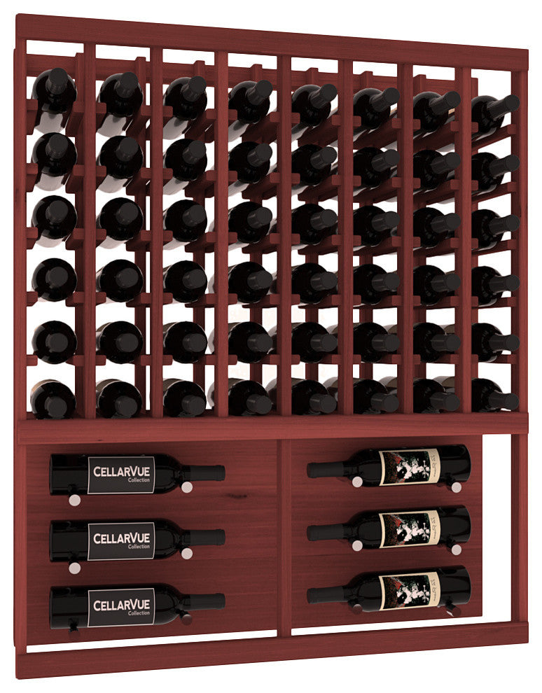 CellarVue Redwood Showcase Wine Rack, Unstained, Cherry Stain