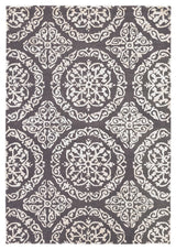 Satara Contemporary Area Rug, Gray and Ivory, 5'x7'6" Rectangle