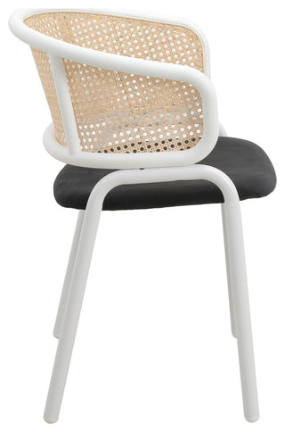 LeisureMod Ervilla Dining Armchair With White Steel Base, Black