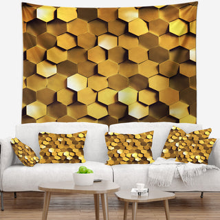 Golden Honeycomb Wall Texture Abstract Wall Tapestry, 39"x32"