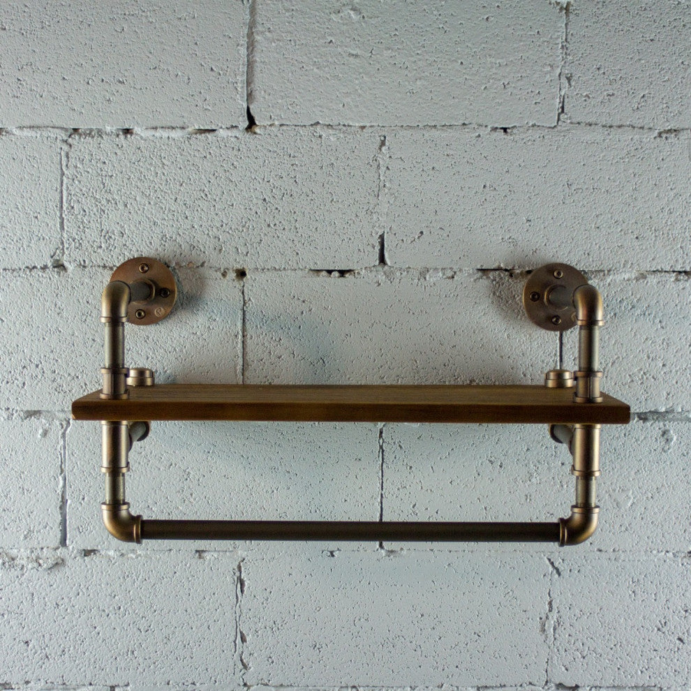 Ann Harbor Farmhouse Industrial 27" Wide Shelf Rack, Rustic Bronze