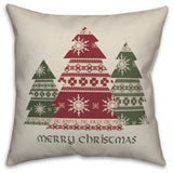 Merry Christmas Trees 16"x16" Throw Pillow Cover