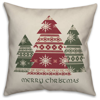 Merry Christmas Trees 16"x16" Throw Pillow Cover