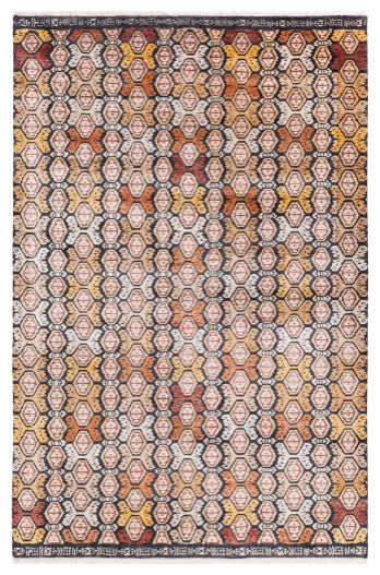 Surya Zambia ZAM-1002 4'x6' Rug, Cream/Brown/Mustard/Burnt Orange/Brick/Black