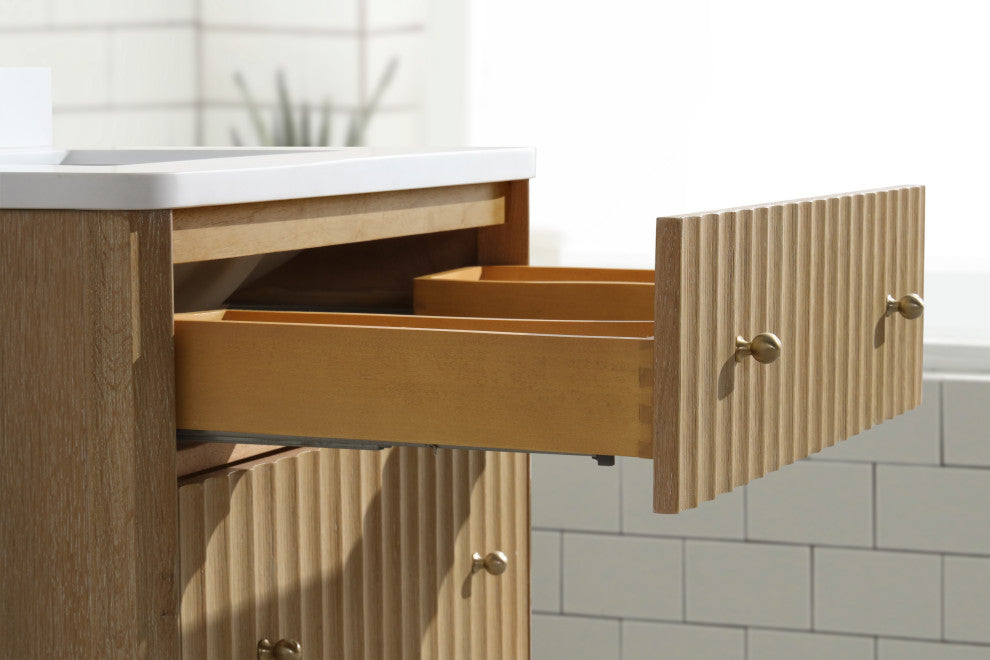 La Jolla Bathroom Vanity, Washed Oak, 30", Single Sink, Freestanding