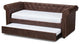 Dawson Fabric Daybed With Trundle, Twin Size, Brown