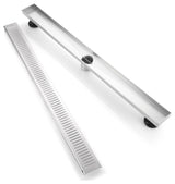 Stainless Steel Rectangular Linear Shower Floor Drain, Brushed Nickel, 32"