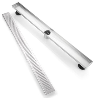 Stainless Steel Rectangular Linear Shower Floor Drain, Brushed Nickel, 32"