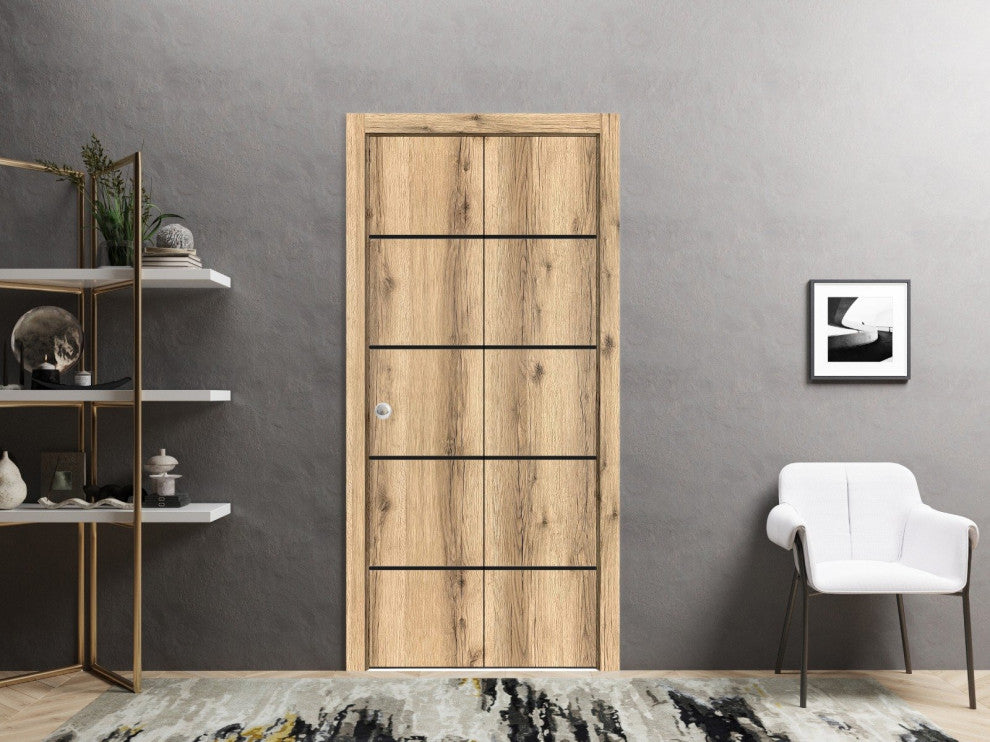 Bi-fold Doors 48 x 96 | Planum 0015 Oak with  | Sturdy Tracks