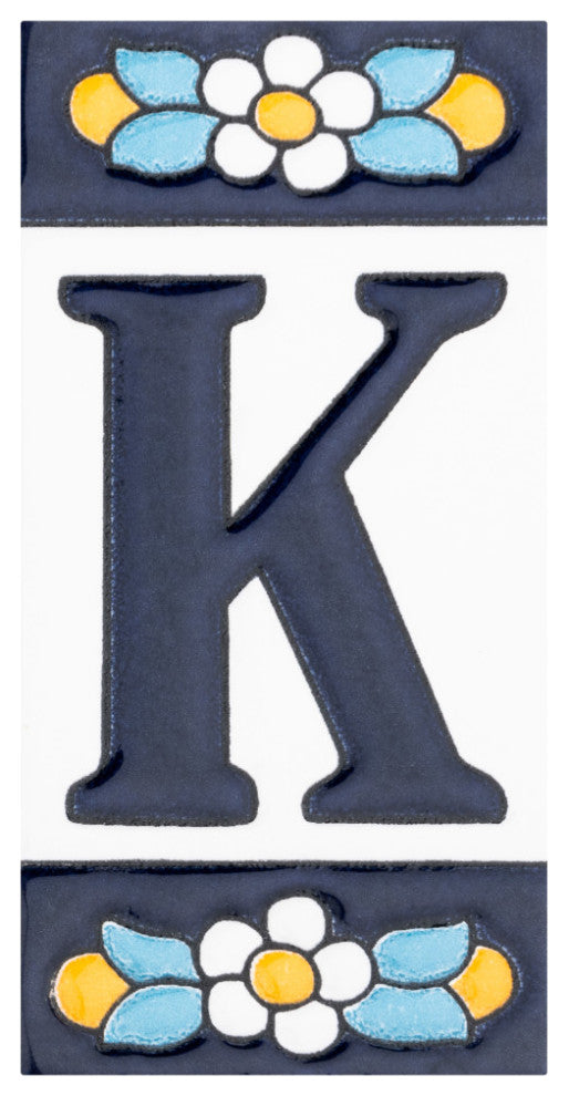 Sevillano Flora Letters 2-1/8 in. x 4-3/8 in. Ceramic Wall Tile, K