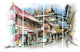 "City Street" Cityscape Wall Art, 4 Panels, 48"x28"