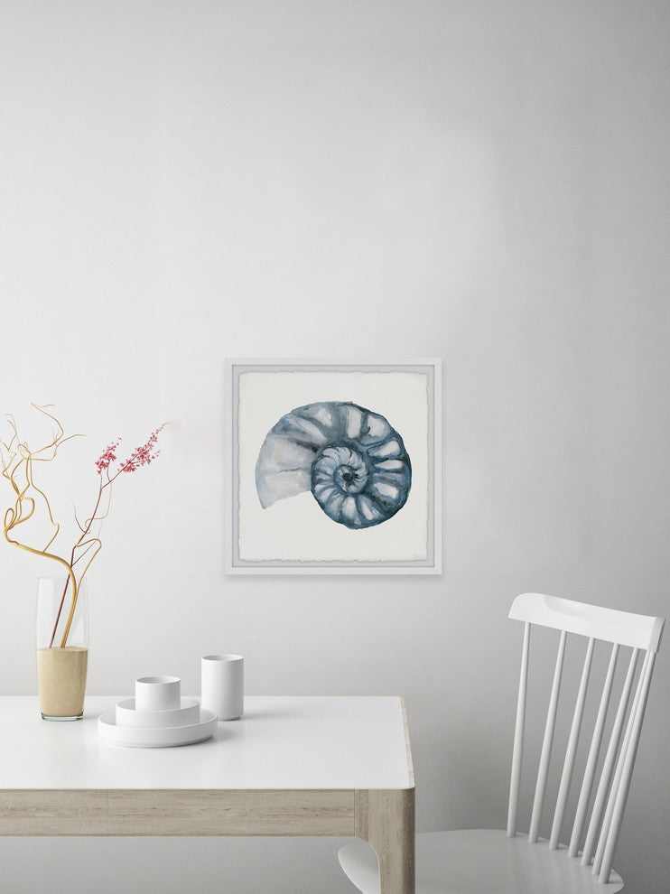 "Shell in Blue" Framed Painting Print, 32"x32"