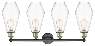 Cindyrella 4-Light 34" Bath Vanity Light, Black Antique Brass, Clear Shade
