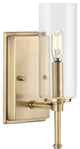Elara Collection 4-3/4, 1-Light Vintage Brass Clear Glass Bath Vanity Light