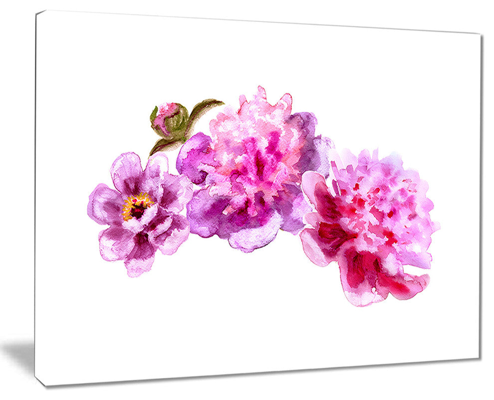 "Bright Pink Peony Flowers" Canvas Print, 20"x12"