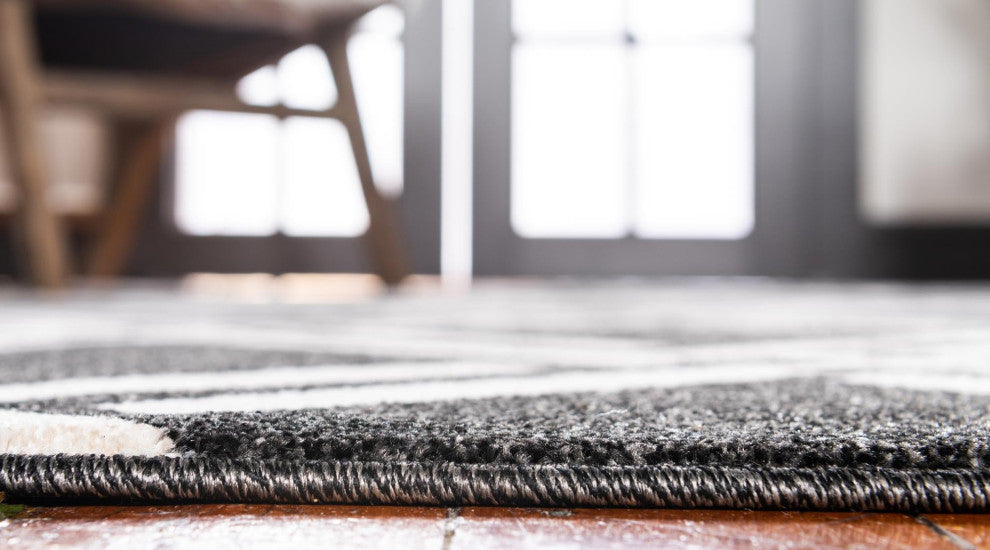 Rug Unique Loom Trellis Black Round 8' 0 x 8' 0