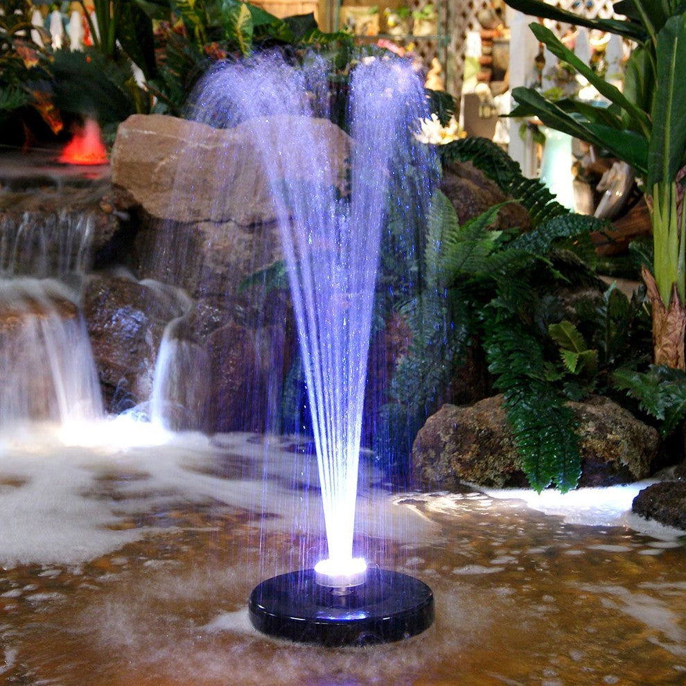 398 GPH Pump 48 LED Light Floating Spray Fountain, Black