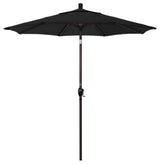 7.5' Bronze Push-Button Tilt Crank Aluminum Umbrella, Black Pacifica