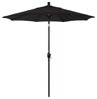 7.5' Bronze Push-Button Tilt Crank Aluminum Umbrella, Black Pacifica