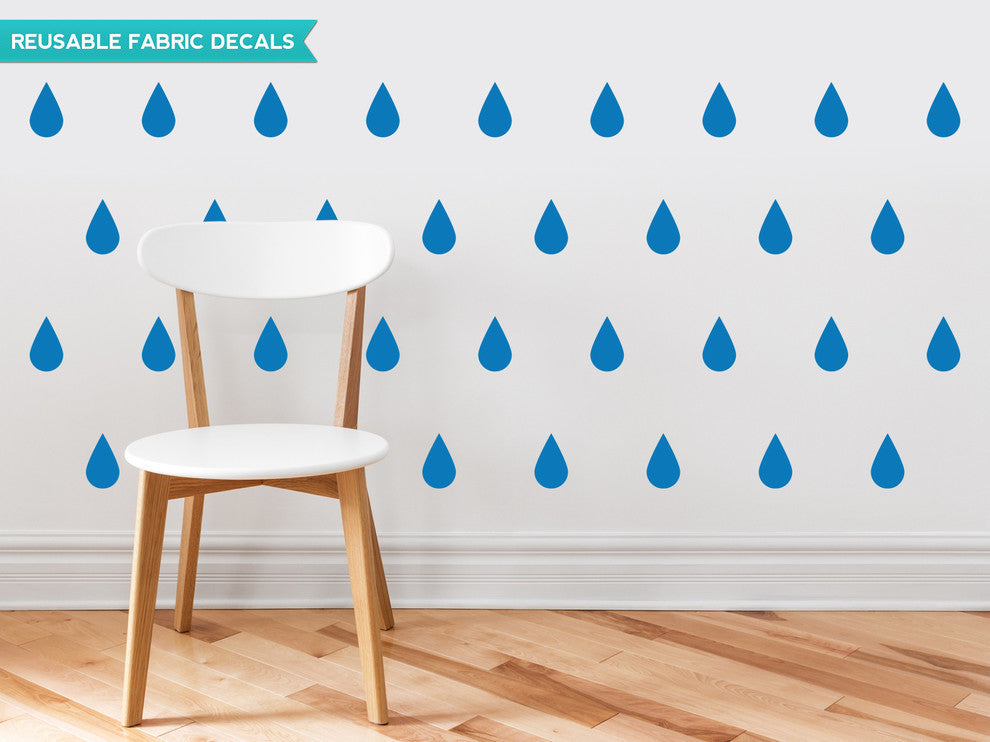 Raindrop Fabric Wall Decals, Set of 40, Blue