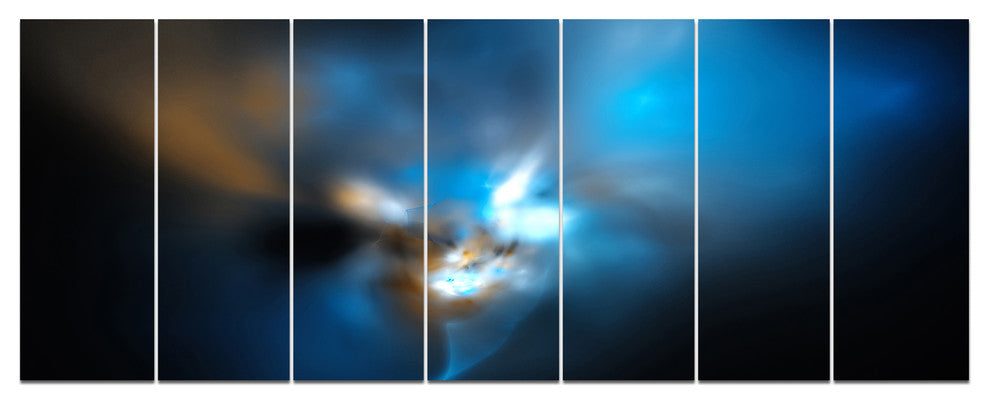 Mystic Green Fractal, Abstract Wall Art Canvas, 83"x32", 7 Panels